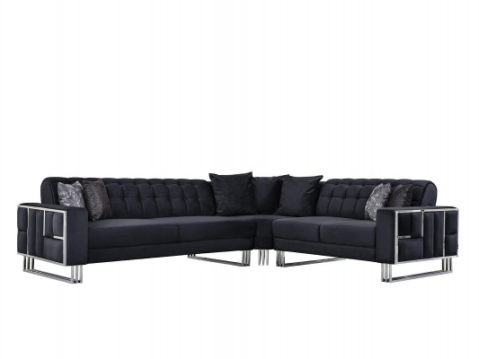 Luxus Ecksofa Textil Couchen Möbel Eckgarnitur Metall Elemente Couch Sofa