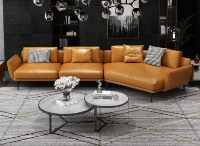 Ecksofa Sofa L-Form Ledersofa Couch Wohnlandschaft Garnitur Trapez Moderne Sofas