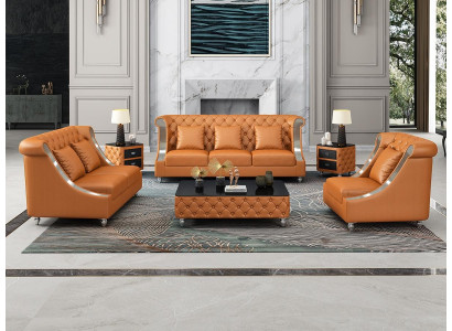 Moderne Sofa Couch 3 Sitzer Chesterfield Ledersofa Dreisitzer Couchen