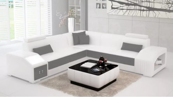 Lederpolster Design Ecksofa Couch Sofa L Form Wohnlandschaft Wohnzimmer Eckcouch
