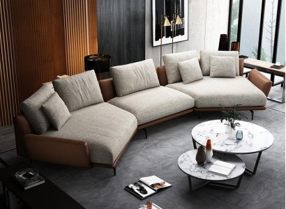 Ecksofa U-Form Stoff Couch Wohnlandschaft Garnitur Design Modern Sofa Trapez Neu