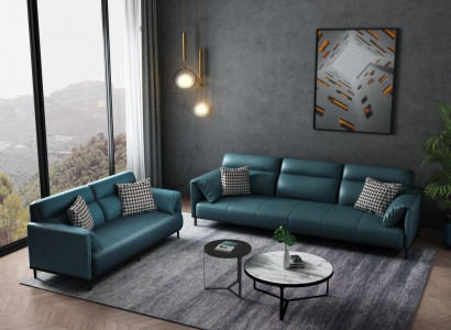 Design Wohnlandschaft Deko Sofagarnitur 3+2 Sitzer Ledersofa Wohnzimmer