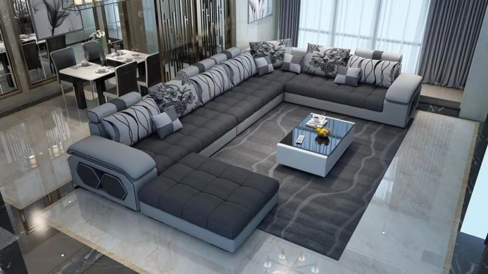 Wohnlandschaft Textil Sofa Couch Polster Couchen Sofas U Form designer Garnitur