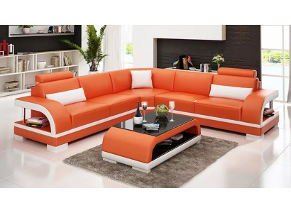 Ledersofa Ecksofa Polster Eckgarnitur Sofa Polster Couch Garnitur Wohnlandschaft