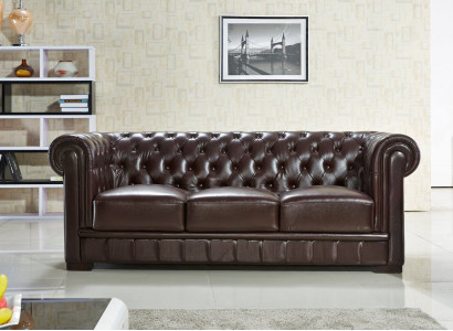 Dreisitzer Couch Polster Design Sofa Moderne 3er Sitz Sofas chesterfield braun