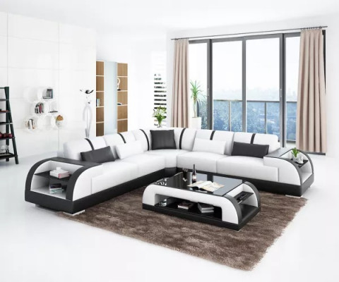 Design Moderne Ecksofa Wohnzimmer Möbel Eckcouch Lederpolster Couch