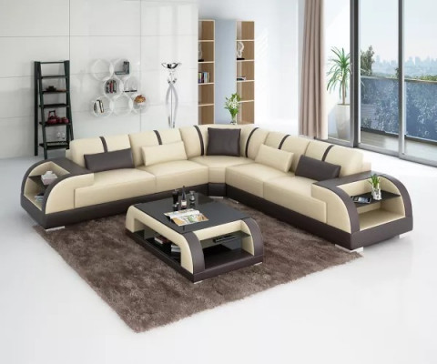 Design Moderne Ecksofa Wohnzimmer Möbel Eckcouch Lederpolster Couch