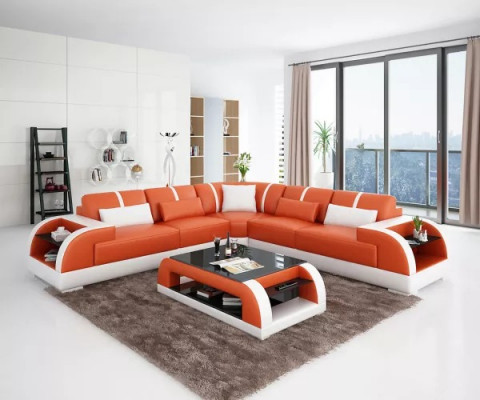 Design Moderne Ecksofa Wohnzimmer Möbel Eckcouch Lederpolster Couch
