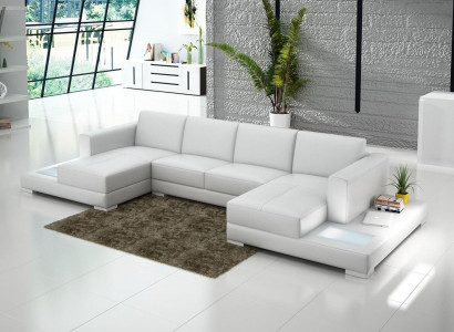Ecke Ecksofa U-Form Wohnlandschaft Sofa Couch Polster Garnitur Stoff Sofas Leder