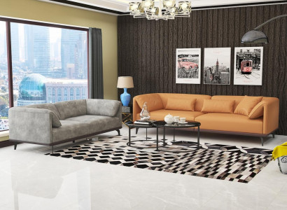 Sofagarnitur 4+3+2 Ledersofa Couch Wohnlandschaft Garnitur Design Modernes Sofa
