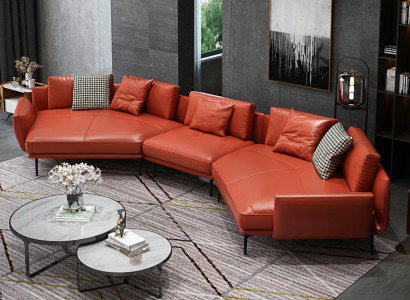 Wohnlandschaft Garnitur Design Modern Sofa Ecksofa Sofa U-Form Ledersofa Couch