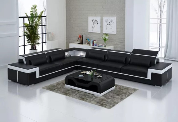 Lederpolster Design Ecksofa Wohnzimmer Eckcouch Couch Sofa L Form Wohnlandschaft