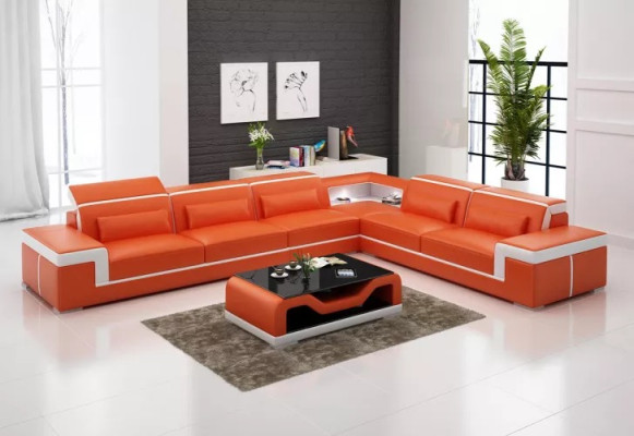 Lederpolster Design Ecksofa Wohnzimmer Eckcouch Couch Sofa L Form Wohnlandschaft