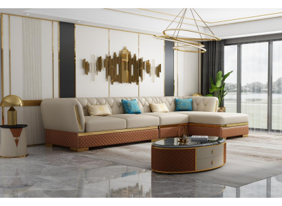 Ecksofa L Form Ledersofa Couch Wohnlandschaft Garnitur Design Modern Sofas Eck