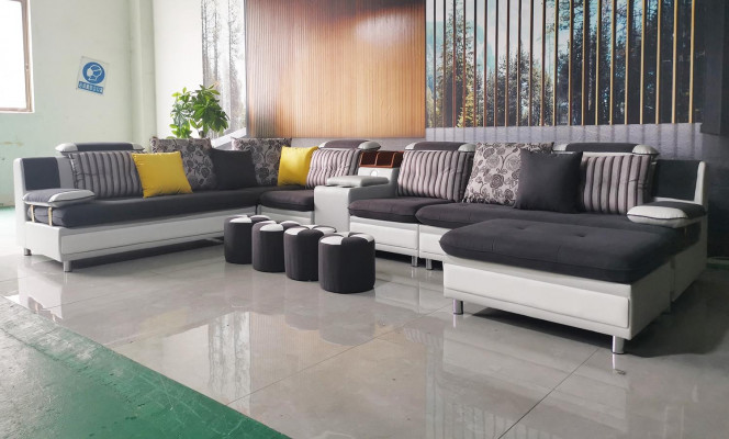 Ecksofa U-Form Wohnlandschaft Sofa Couch Polster Ecke Garnitur Stoff Sofas Neu