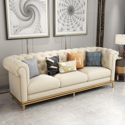 Sofagarnitur 3+2 Sitzer Ledersofa Modernes Sofa Designer Sofa Neu Chesterfield
