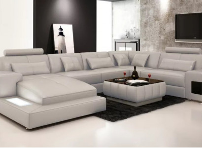 Ecksofa Polster Ledersofa Designer-Sofa Ecksofa U-Form Modernes Sofa
