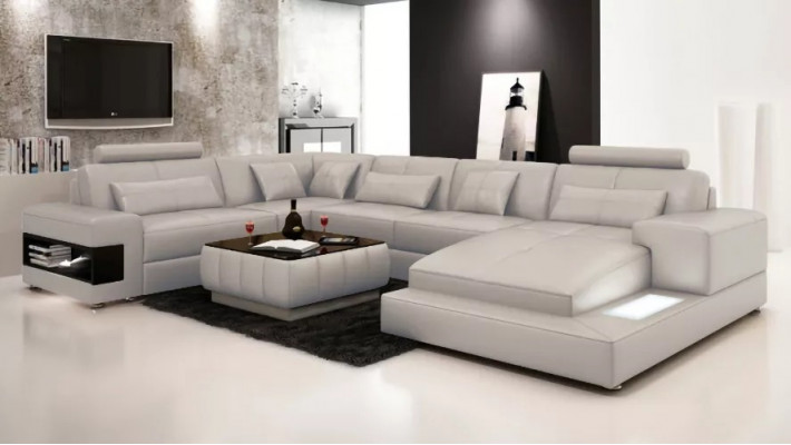 Ecksofa Polster Ledersofa Designer-Sofa Ecksofa U-Form Modernes Sofa
