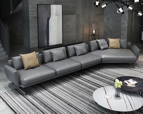 Wohnlandschaft u Form Ledersofa Polster Ecksofa Sofa Couch Leder Textil usb neu