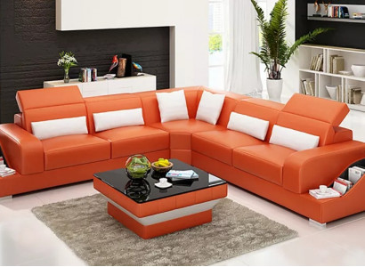 Design Möbel Ecksofa Wohnzimmer Eckcouch Lederpolster Couch Sofa