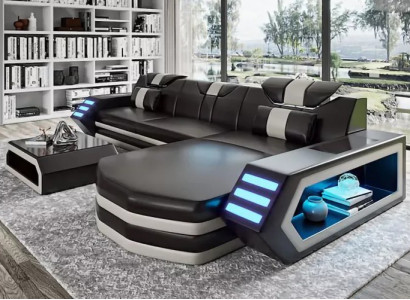 Design Ecksofa Wohnzimmer Möbel Eckcouch Lederpolster Couch Sofa