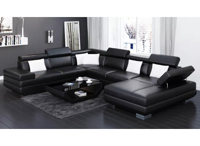 Sofa wohnzimmer Leder xxl couch polster landschaft moderne designer