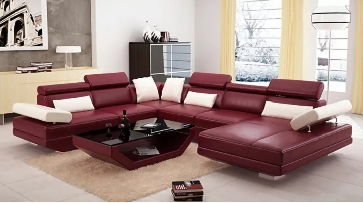 Sofa wohnzimmer Leder xxl couch polster landschaft moderne designer