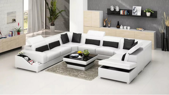 Wohnzimmer Leder xxl couch sofa landschaft moderne designer eckpolster