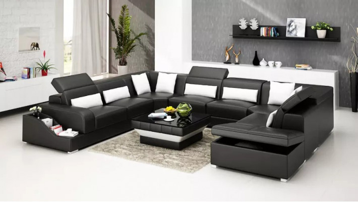 Wohnzimmer Leder xxl couch sofa landschaft moderne designer eckpolster