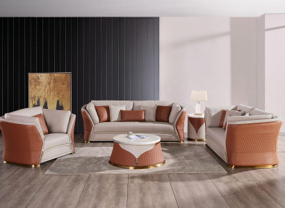 Wohnlandschaft Sofa Polster Sofagarnitur 3+2+1 Sitzer Beistelltisch Couchtisch