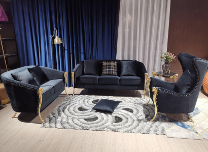 Klassische goldene samt luxus wohnlandschaft sofagarntur sitzer set schlangen
