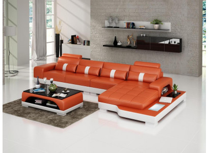 Ledersofa L-Form Couch Wohnlandschaft Ecksofa Garnitur Design Modern Sofa usb Neu
