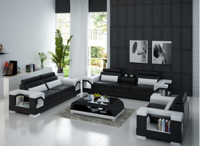 Ledersofa Couch Sofagarnitur 321 Garnitur Design Modern Sofa usb Sitzer sofas