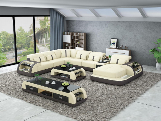 Ledersofa Design Eckgarnitur Ecksofa Luxus Wohnlandschaft led sofa couch Polster
