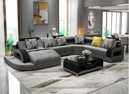 Ecksofa Sofa U Form Couch Polster Designer Textil Big Stoffsofa Wohnlandschaft