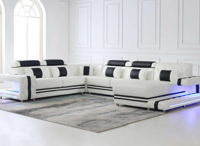 Ecksofa Sofa U Form Couch Polster Designer Leder Big Ledersofa Wohnlandschaft