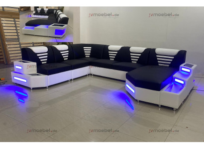 Design Modern Sofa Couch Ecksofa U-Form Ledercouch Wohnlandschaft Ecksofa