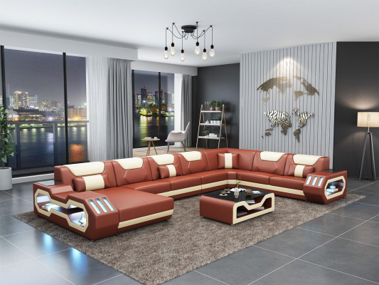 Ledersofa Ecksofa Garnitur Polster U Form Couch Sofa Design Eckgarnitur Sofas