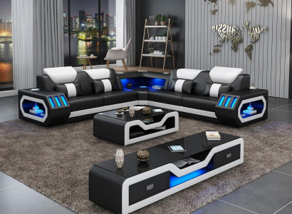 Ecksofa Polster Ecksofa L Form Couchtisch Sideboard Ledersofa Wohnlandschaft Neu