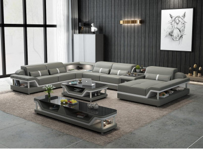 Wohnlandschaft U Form Ecksofa Couchtisch Sideboard Design Wohnlandschaft 3tlg