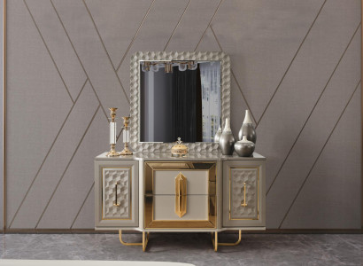 Garnitur Anrichte Spiegel Kommoden Luxus Sideboard Schrank Set Holz Neu