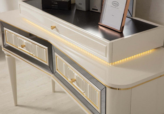 Schminktisch Weiß Frisiertisch Luxus Konsole Kommode Holz modernes Design