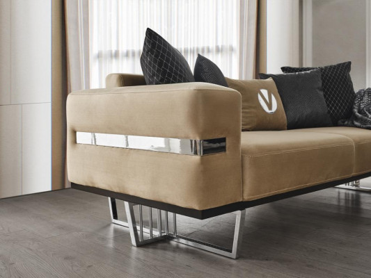 Luxus Couch mit Edelstahl Füßen Sitz Polster Designer Couchen Möbel 230cm