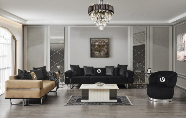 Luxus Couch mit Edelstahl Füßen Sitz Polster Designer Couchen Möbel 230cm