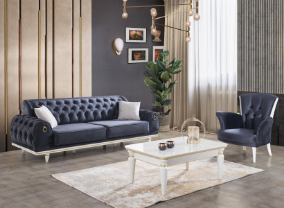 Wohnzimmer Möbel Couchen Sofa Chesterfield Sessel Couchtisch 3tlg Stoff