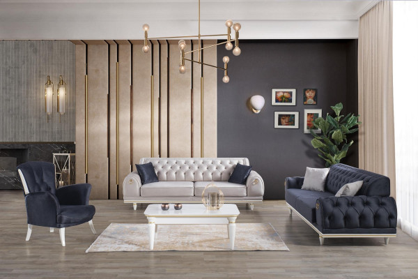 Luxus Sofagarnitur Couch Set Möbel 3+3+1 Couchtisch Möbel Textil 4tlg