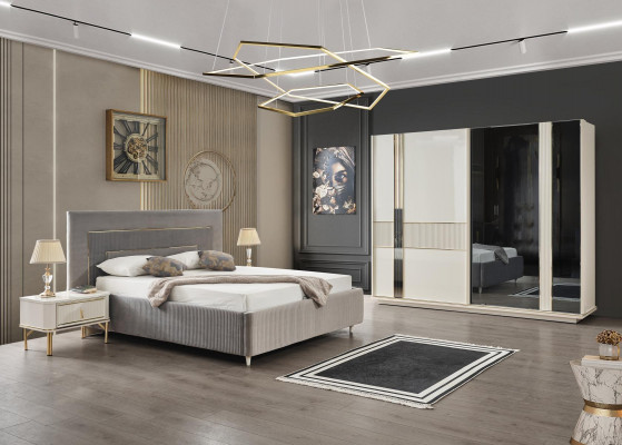 Modernes Schlafzimmer Set Couch Set Kleiderschrank 2x Nachttisch Möbel 4tlg
