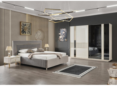 Modernes Schlafzimmer Set Couch Set Kleiderschrank 2x Nachttisch Möbel 4tlg