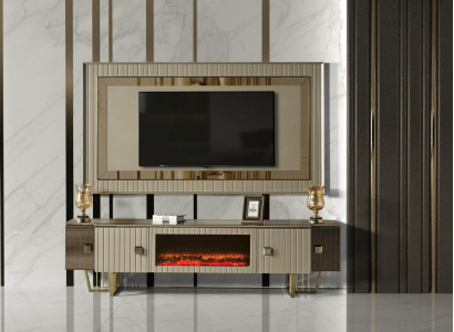Luxus Kamin Sideboard Wohnwand Schrank Board Panel tv ständer rtv Fernseher