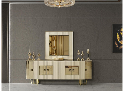 Luxus Kommode xxl Sideboard big Anrichte Schrank Gold Metall Hochglanz Möbel Neu